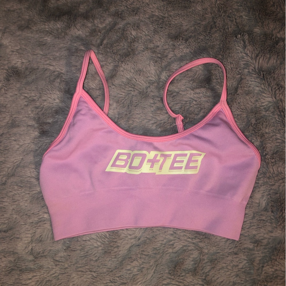 Pink BO+TEE Sports is Bra Crop Top